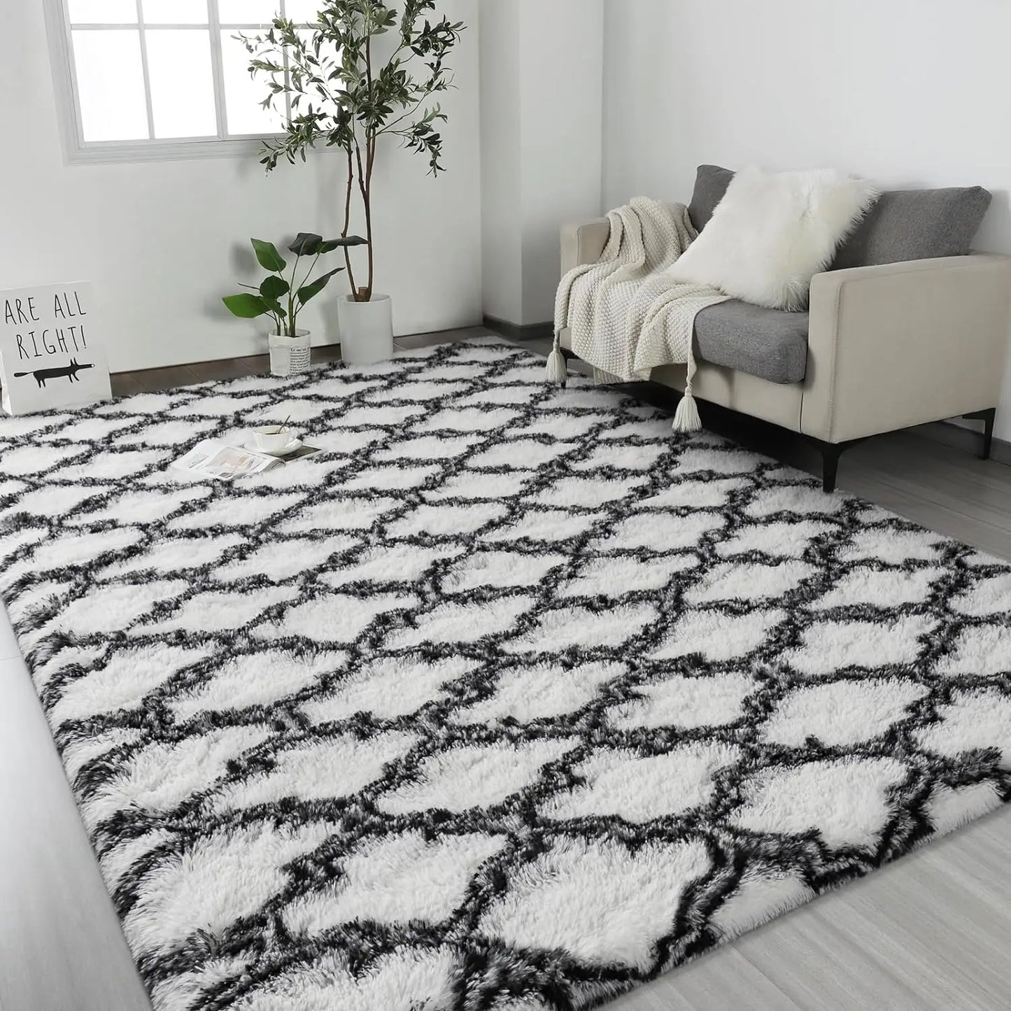 Large Plush Shag Area Rugs for Bedroom – Super Soft, Fluffy, Non-Slip Carpets for Living Room, Kids' Room, Nursery, or Girls' Rooms