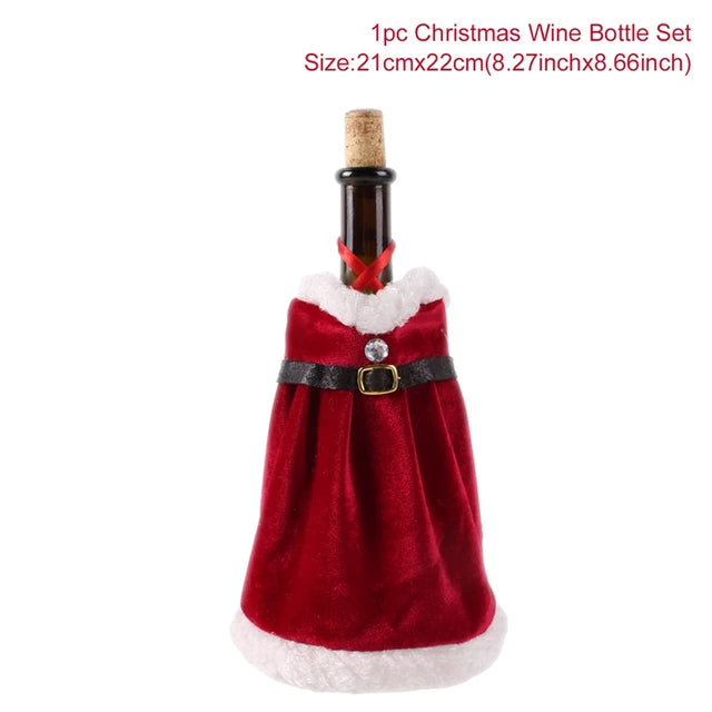 FengRise Christmas Santa Claus Wine Bottle Cover and Snowman Stocking Holders, Xmas Home Décor and New Year Gift , Christmas decorations , Christmas Wine Bottle Cover , stocking holder snowman