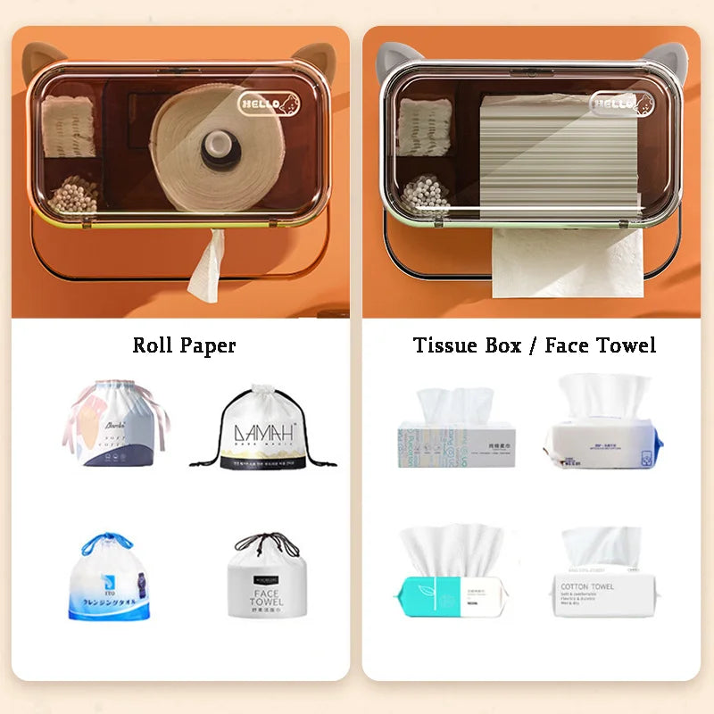 Multifunctional Wall-Mounted Toilet Paper Holder – Waterproof Tissue Box Rack, Luxury Bathroom Accessories