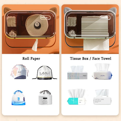 Multifunctional Wall-Mounted Toilet Paper Holder – Waterproof Tissue Box Rack, Luxury Bathroom Accessories