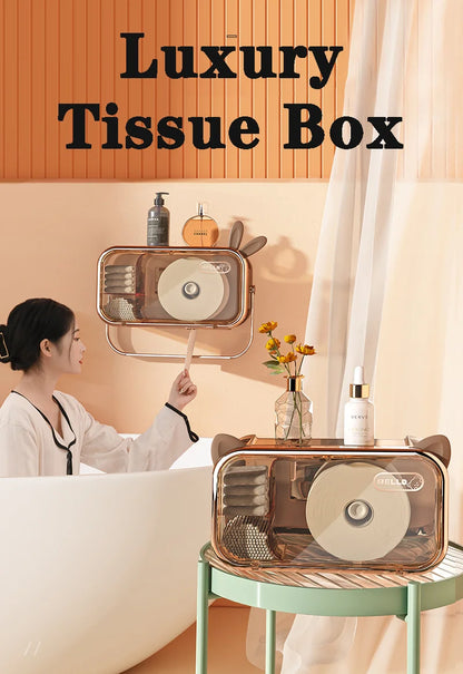 Multifunctional Wall-Mounted Toilet Paper Holder – Waterproof Tissue Box Rack, Luxury Bathroom Accessories