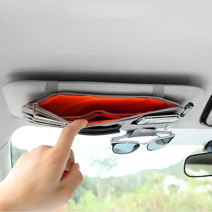 Car Sun Visor Organizer with Multiple Pockets, Auto Interior Storage Pouch for Documents and Pen Holder