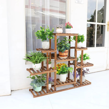 9-Tier large wood plant stand – wooden plant stand Holder for Indoor and Outdoor Use - plant holder - Home Decor