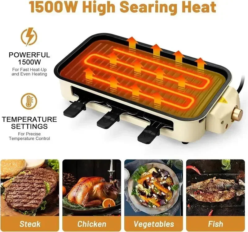 Pukomc Smokeless Indoor Grill – Non-Stick, Portable Electric Korean BBQ Grill with Removable Plate, Perfect for Mother's Day