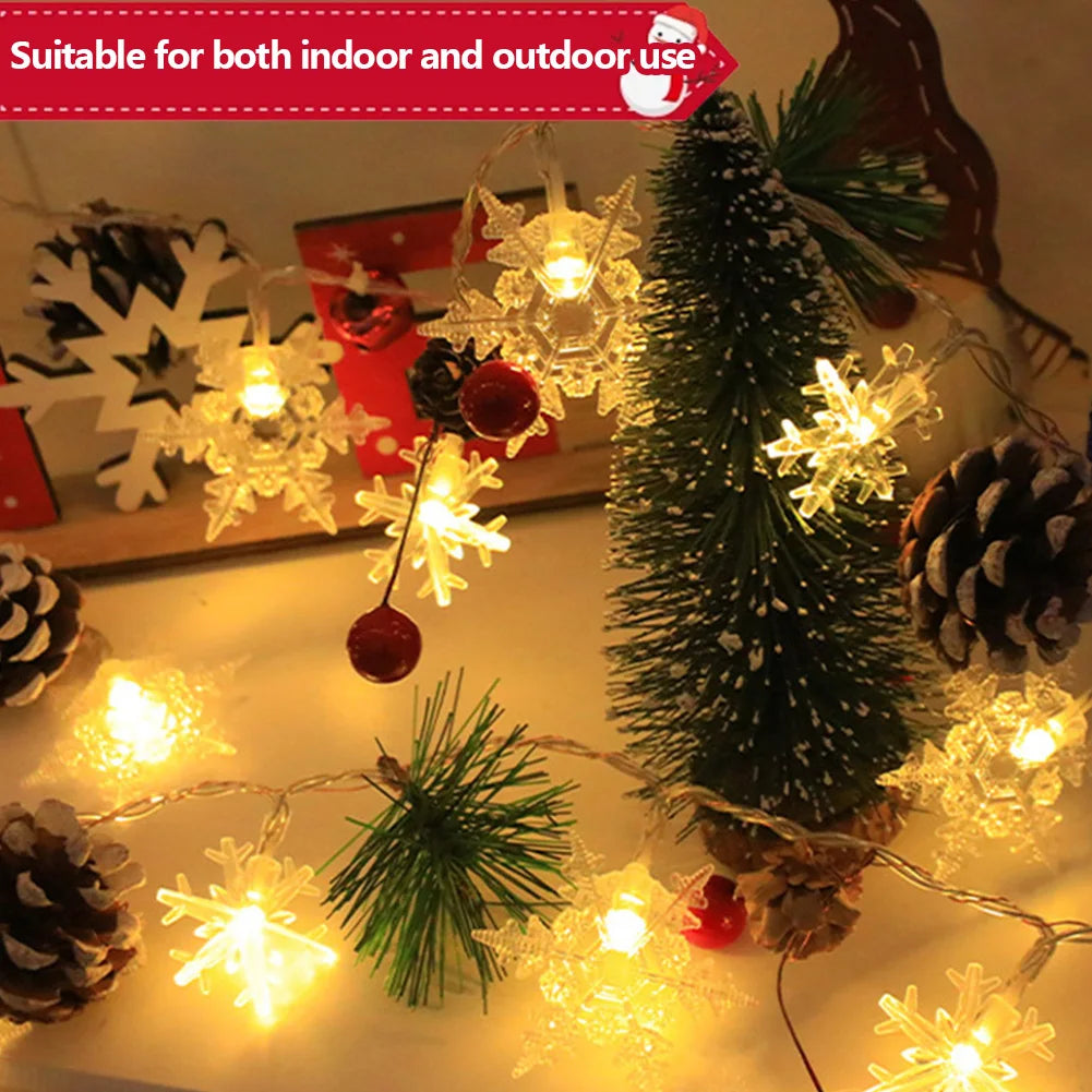 30-LED Snowflake Christmas Garland with Pine Cones and Red Berries, Battery-Operated Fairy String Lights for Tree and Fireplace Décor , snowflake garland ,  lighted snowflakes ,  hanging snowflakes , battery fairy lights