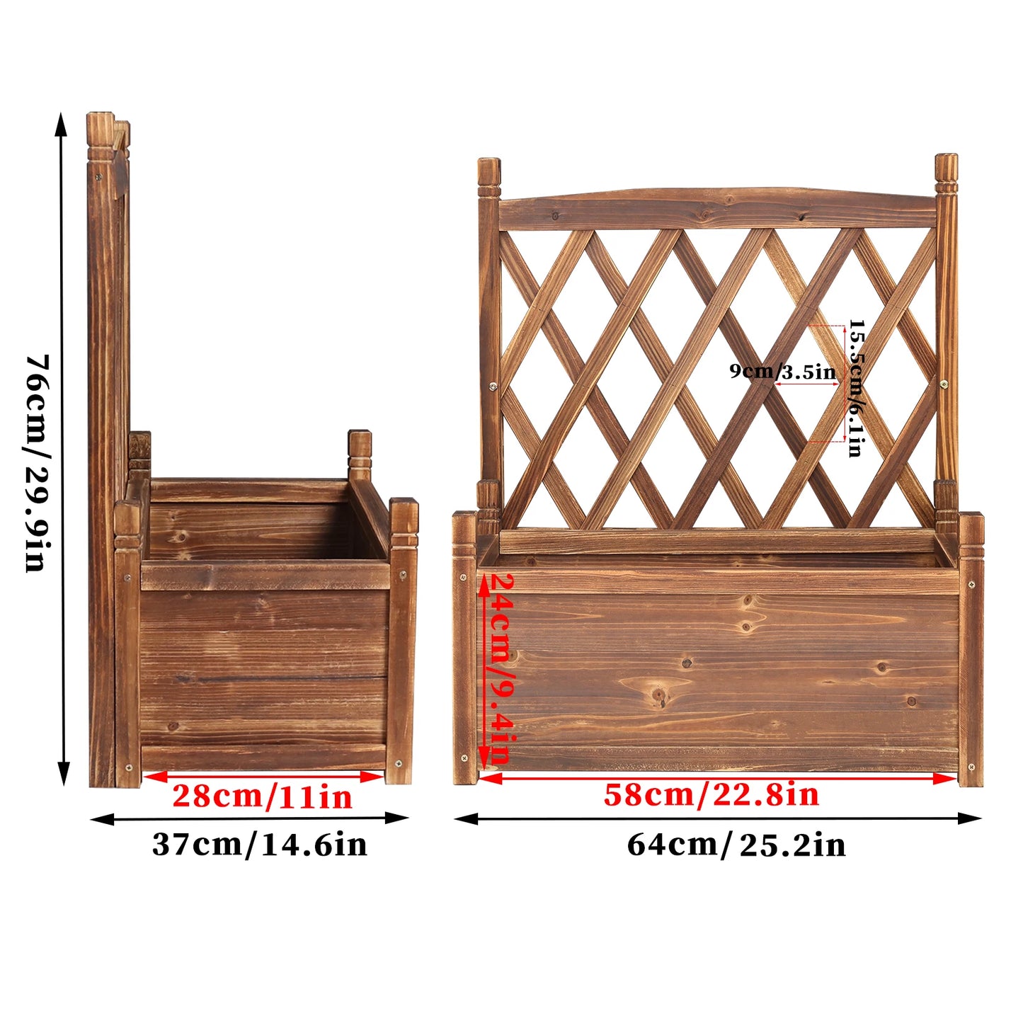 Wooden Raised Garden Bed-with Trellis – Planter Box-with Lattice Support for Growing Vegetables, Ideal for Outdoor and Indoor Use