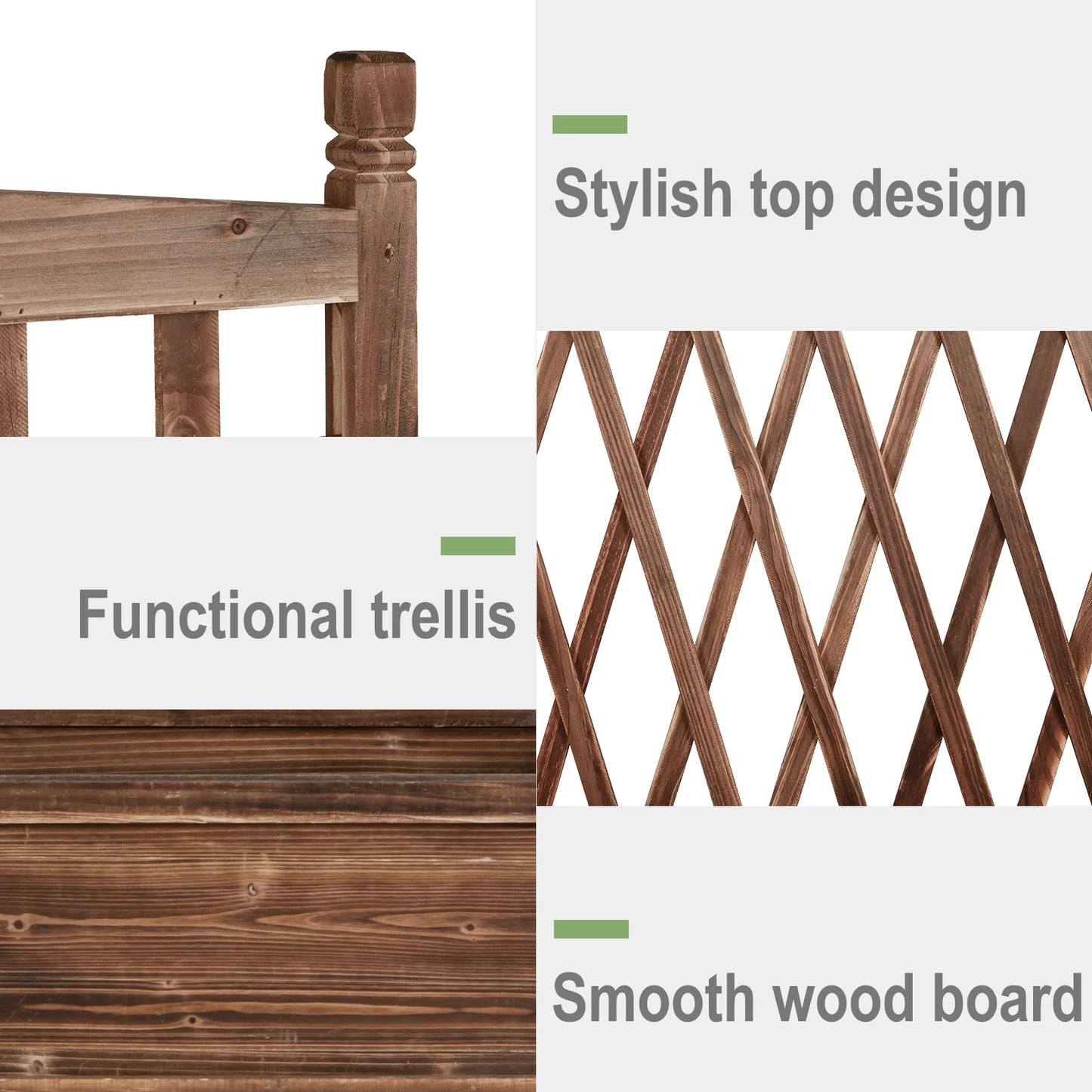 Wooden Raised Garden Bed-with Trellis – Planter Box-with Lattice Support for Growing Vegetables, Ideal for Outdoor and Indoor Use