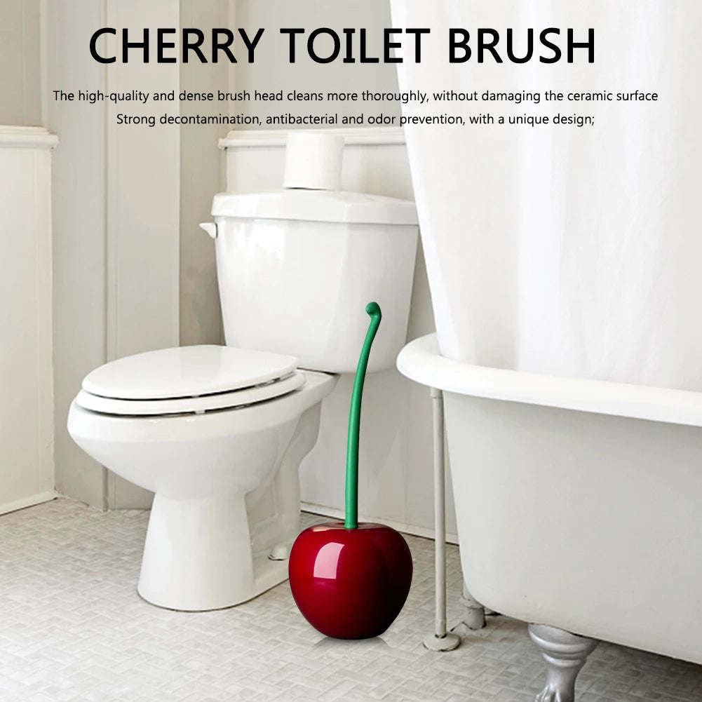 Cherry-Shaped Toilet Cleaning Brush with Long Handle – Creative Lavatory Brush with Holder, Bathroom Accessories , household cleaners , toilet bowl cleaner brush