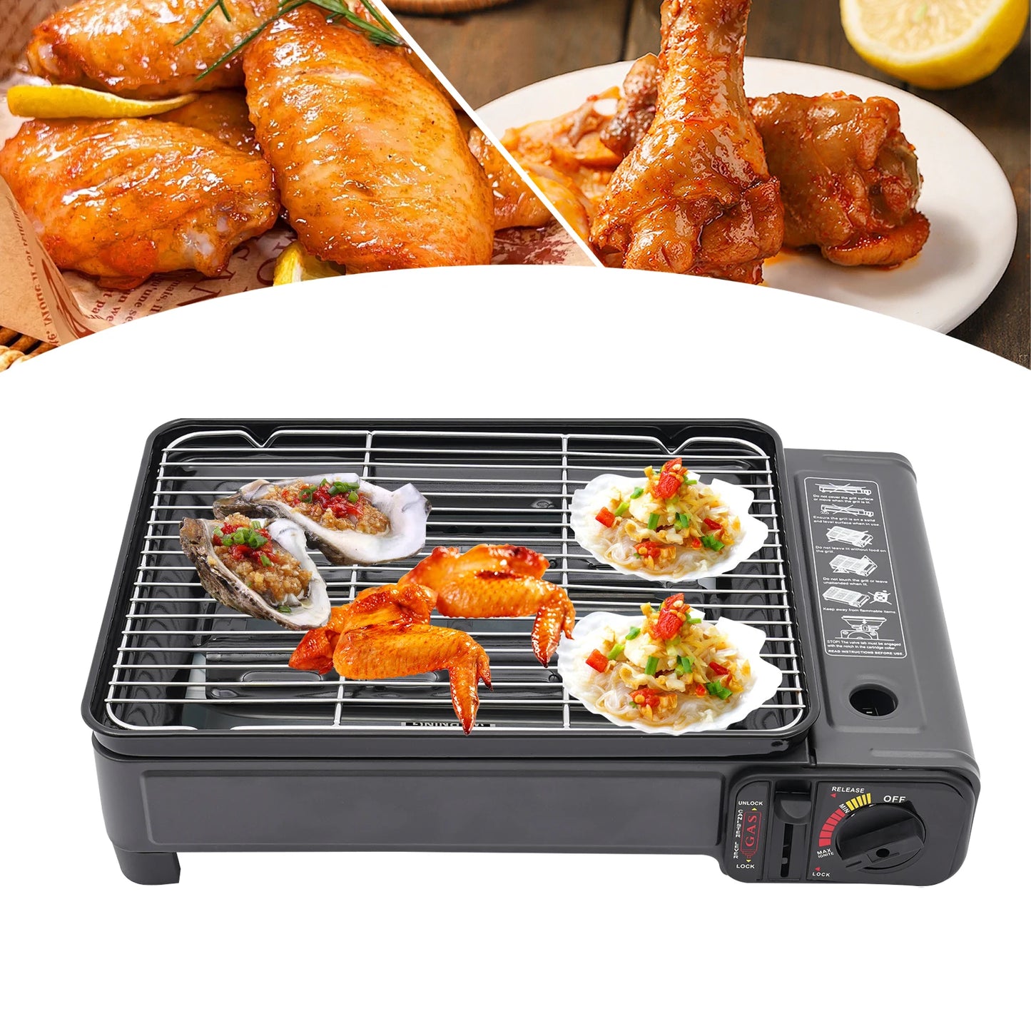 Portable BBQ Grill, Butane Gas Stove Ideal for Camping, Grilling, and Outdoor Cooking