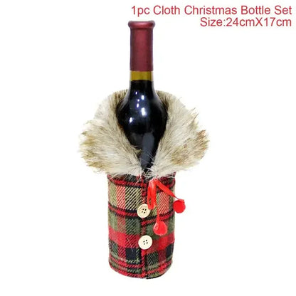 FengRise Christmas Santa Claus Wine Bottle Cover and Snowman Stocking Holders, Xmas Home Décor and New Year Gift , Christmas decorations , Christmas Wine Bottle Cover , stocking holder snowman