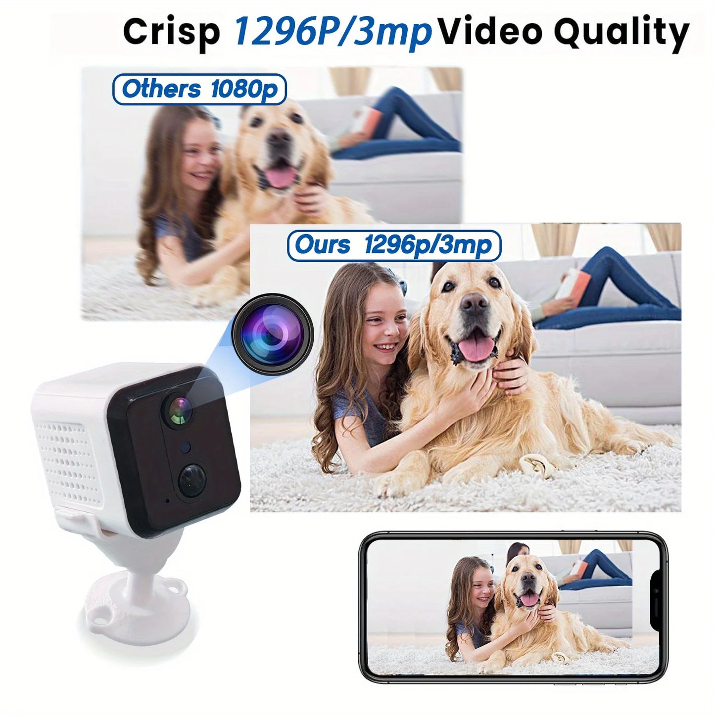 WiFi Mini Camera – 3MP Wireless Surveillance Camera with PIR Motion Detection, Ideal for Home Security and Nanny Monitoring