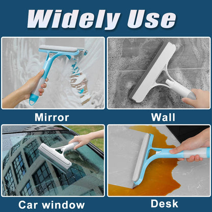 3-in-1 Window Cleaning Squeegee – Multi-Function Glass and Mirror Wiper with Spray Bottle and Microfiber Scrubber for Home and Car Cleaning