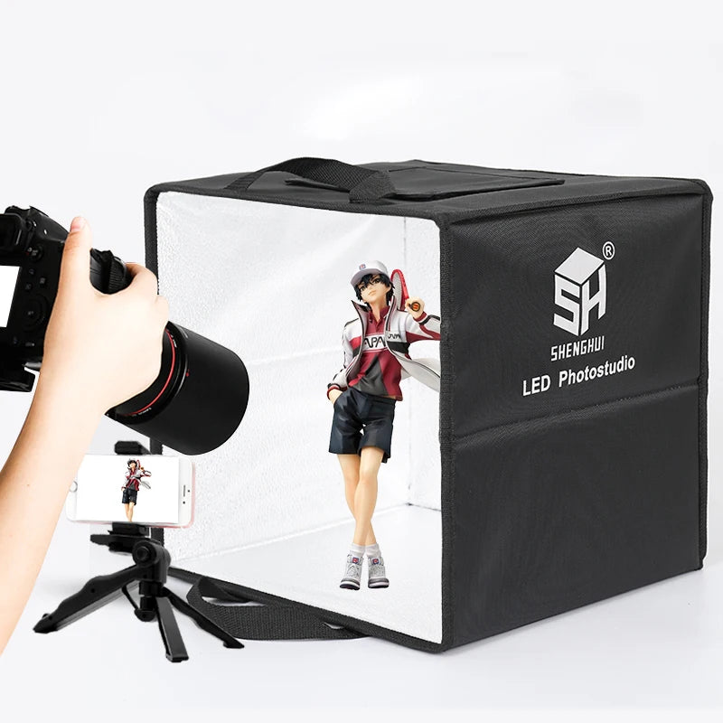 SH 30cm Tabletop Photography Lightbox with 6 Color Backgrounds, Portable Desktop Photo Studio Soft Shooting Tent Box