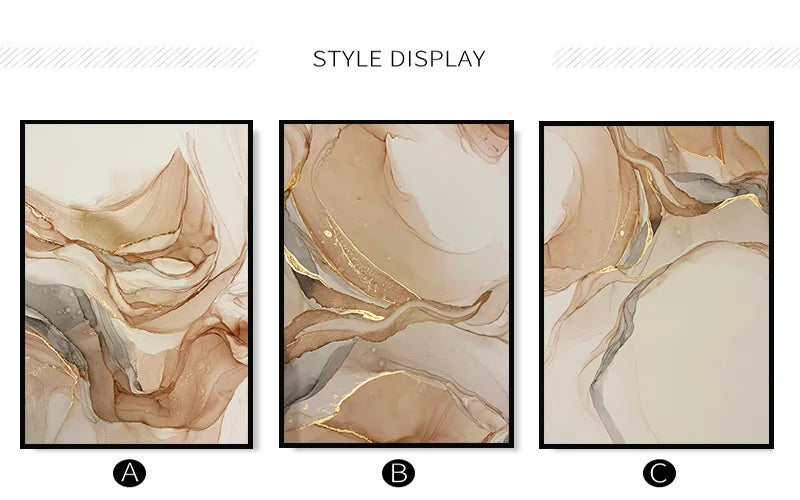 Beige Marble Poster Canvas Painting Nordic Modern Fashion Abstract Gold Luxury Home Decor Wall Art Print for Living Room Picture