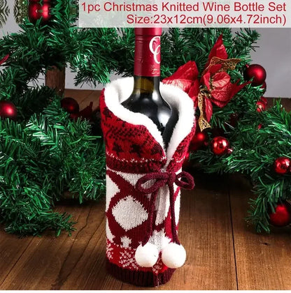 FengRise Christmas Santa Claus Wine Bottle Cover and Snowman Stocking Holders, Xmas Home Décor and New Year Gift , Christmas decorations , Christmas Wine Bottle Cover , stocking holder snowman