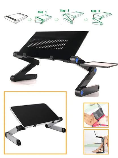 Adjustable folding laptop stand and computer desk – multifunctional aluminum alloy lap desk, portable table stand for bed, TV, and PC