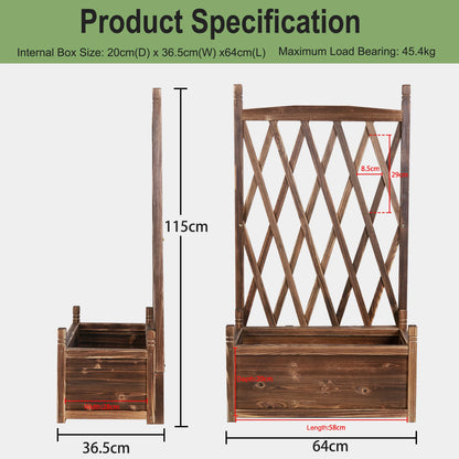 Wooden Raised Garden Bed-with Trellis – Planter Box-with Lattice Support for Growing Vegetables, Ideal for Outdoor and Indoor Use