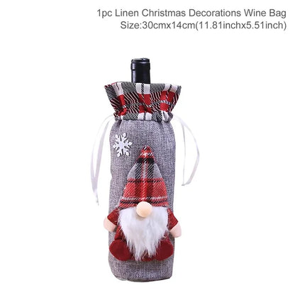 FengRise Christmas Santa Claus Wine Bottle Cover and Snowman Stocking Holders, Xmas Home Décor and New Year Gift , Christmas decorations , Christmas Wine Bottle Cover , stocking holder snowman