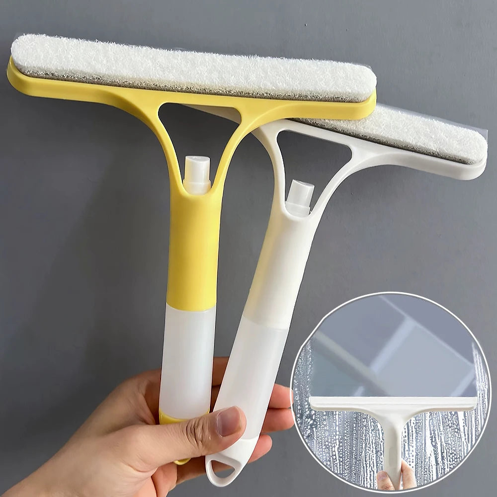 3-in-1 Window Cleaning Squeegee – Multi-Function Glass and Mirror Wiper with Spray Bottle and Microfiber Scrubber for Home and Car Cleaning