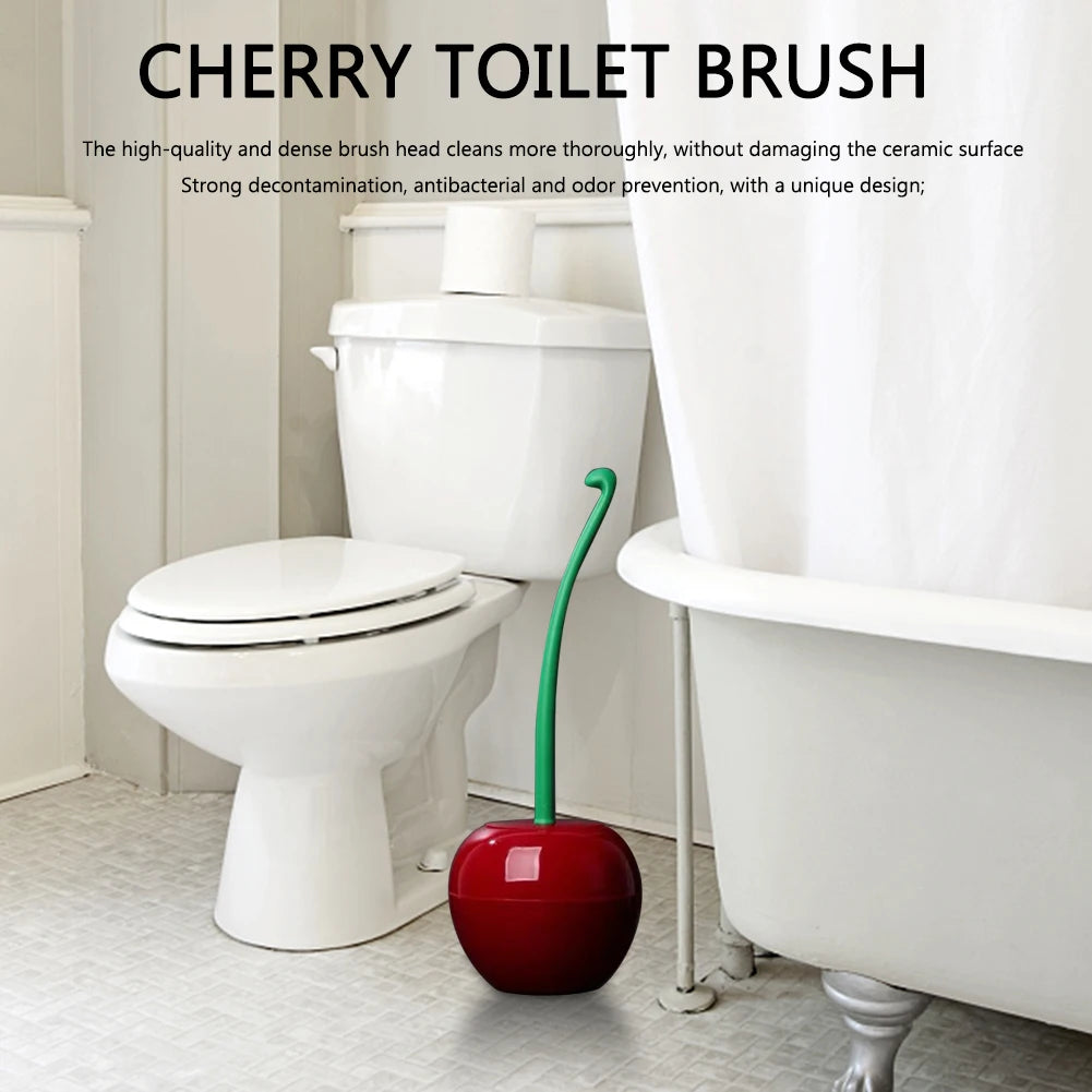 Cherry-Shaped Toilet Cleaning Brush with Long Handle – Creative Lavatory Brush with Holder, Bathroom Accessories , household cleaners , toilet bowl cleaner brush