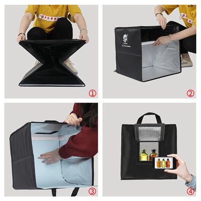 SH 30cm Tabletop Photography Lightbox with 6 Color Backgrounds, Portable Desktop Photo Studio Soft Shooting Tent Box