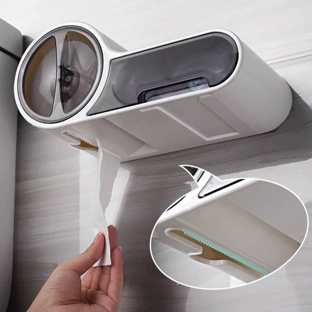 Waterproof No-Drill Toilet Paper Holder – Multifunctional Wall-Mounted Bathroom Storage Organizer and Stand , adhesive toilet paper holder , shelves for wall