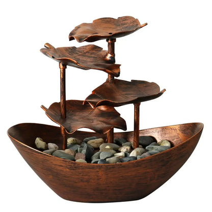 4-Tier Lotus Leaf Tabletop Water Fountain – Small USB-Powered Waterfall Fountain with Automatic Pump and Power Switch for Home Decor  Water Fall Table Fountain