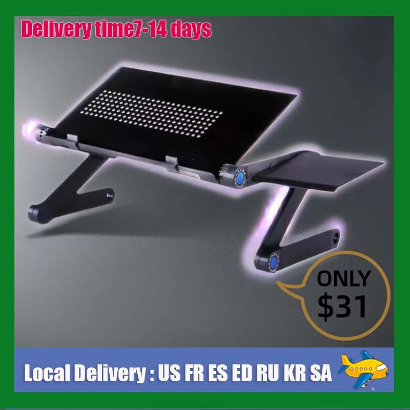 Adjustable folding laptop stand and computer desk – multifunctional aluminum alloy lap desk, portable table stand for bed, TV, and PC