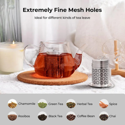 Extra Fine Mesh Tea Strainers – 304 Stainless Steel Loose Leaf Tea Infuser for Brewing Black Tea