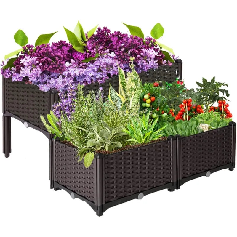 Raised Garden Bed with Legs – Elevated Plastic Planter Boxes for Large Outdoor Plants, Perfect for Patio Gardening , patio planter boxes , raised garden bed