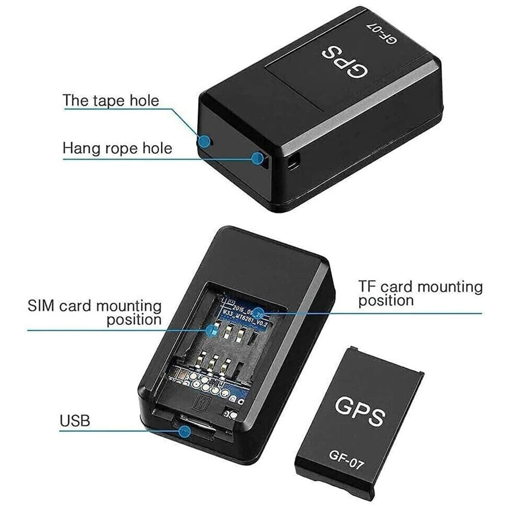 Mini GF-07 GPS Car Tracker with Real-Time Tracking, Anti-Theft & Anti-Lost Features, Key & Pet Locator, Strong Magnetic Mount, and SIM-Based Positioning