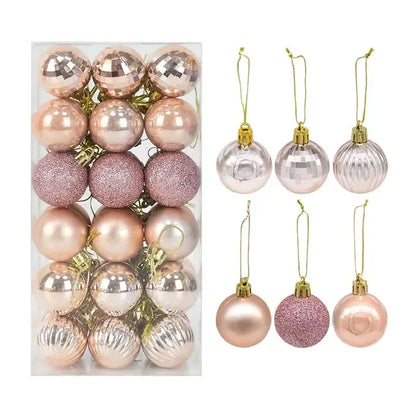 New Set of 36 Rose Gold Plastic Christmas Ball Ornaments, 4cm Hanging Pendant Balls for Indoor New Year and Xmas Tree Decorations , Christmas ball ornaments ,  Christmas ball garland ,  Christmas ornaments ,  Christmas decor