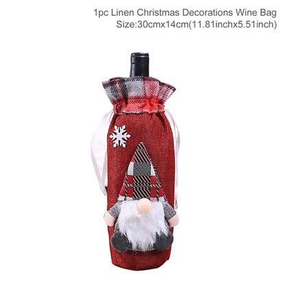 FengRise Christmas Santa Claus Wine Bottle Cover and Snowman Stocking Holders, Xmas Home Décor and New Year Gift , Christmas decorations , Christmas Wine Bottle Cover , stocking holder snowman