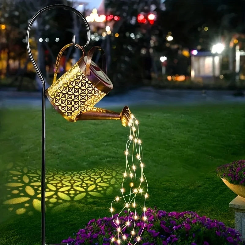 Solar-Powered Retro Metal Kettle Fairy Lights – Waterproof Solar Watering Can Lights for Outdoor Garden Decoration,