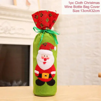 FengRise Christmas Santa Claus Wine Bottle Cover and Snowman Stocking Holders, Xmas Home Décor and New Year Gift , Christmas decorations , Christmas Wine Bottle Cover , stocking holder snowman