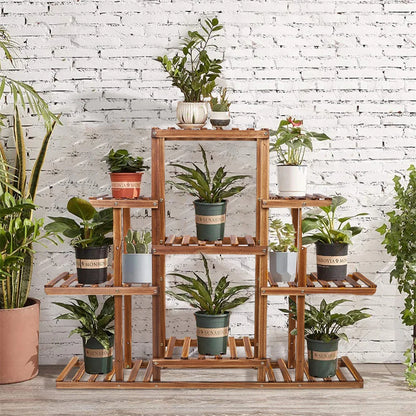 9-Tier large wood plant stand – wooden plant stand Holder for Indoor and Outdoor Use - plant holder - Home Decor