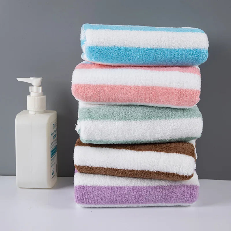 Striped Quick Dry Bath Towel Set – Soft and Absorbent Microfiber Towels for Adults, Includes Face and Hand Towels for Bathroom or Pool Use , quick dry beach towel , micro fiber towel