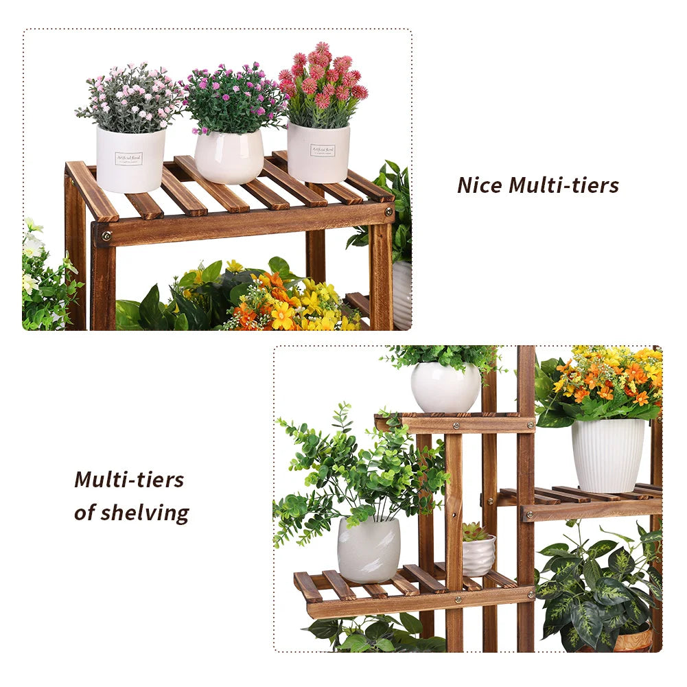 9-Tier large wood plant stand – wooden plant stand Holder for Indoor and Outdoor Use - plant holder - Home Decor