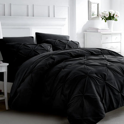 Burnt Orange Queen Comforter Set, Rust 7 Piece Pintuck Bed in a Bag with Sheets, All Season Pinched Pleat Bedding, 7pc