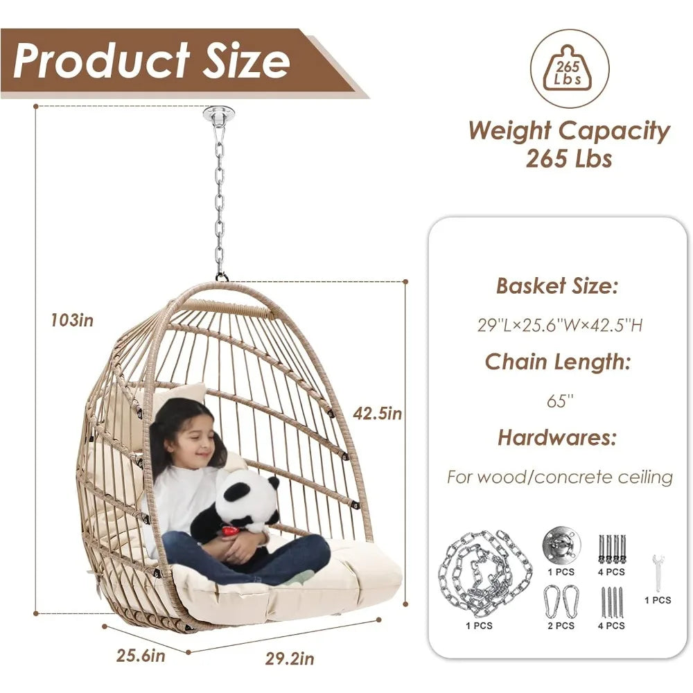 Hammocks – hanging wicker egg chair, Featuring Water-Resistant Cushions for Balconies , egg wicker chair