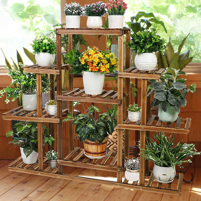 9-Tier large wood plant stand – wooden plant stand Holder for Indoor and Outdoor Use - plant holder - Home Decor