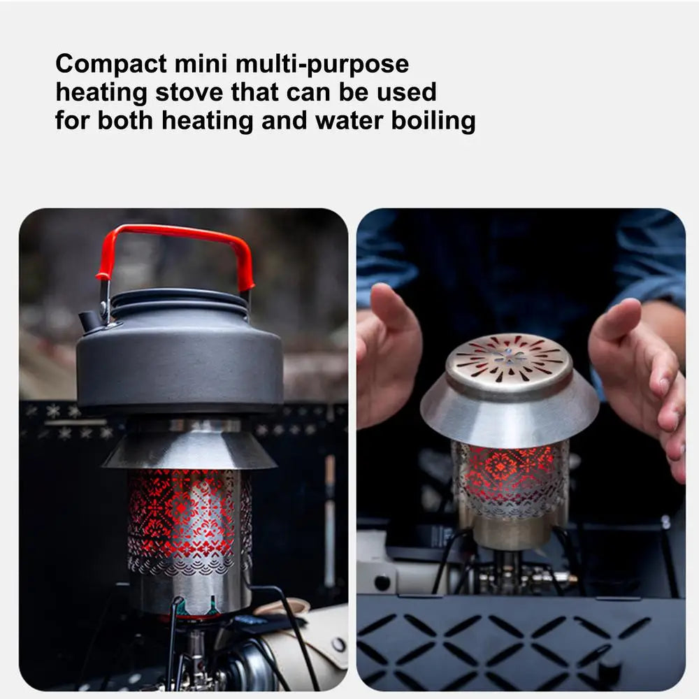 Outdoor Portable Gas Heater, Camping Warmer Stove with Heating Cover, Gas Burner, and Stove Accessories