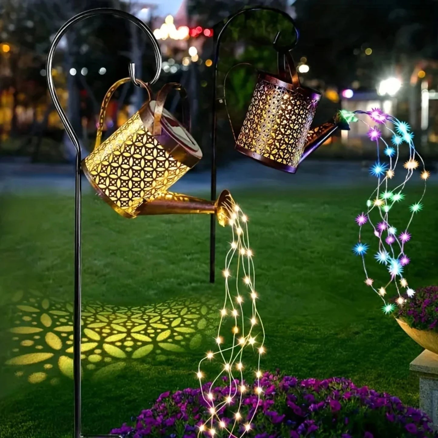 Solar-Powered Retro Metal Kettle Fairy Lights – Waterproof Solar Watering Can Lights for Outdoor Garden Decoration,