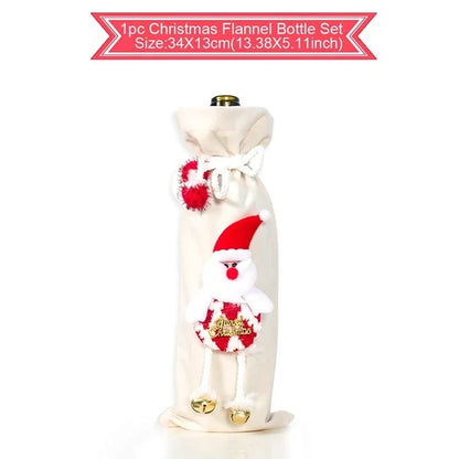 FengRise Christmas Santa Claus Wine Bottle Cover and Snowman Stocking Holders, Xmas Home Décor and New Year Gift , Christmas decorations , Christmas Wine Bottle Cover , stocking holder snowman