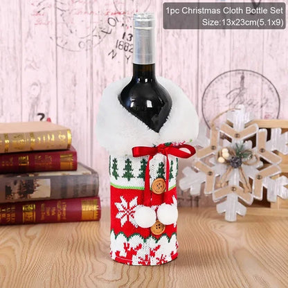 FengRise Christmas Santa Claus Wine Bottle Cover and Snowman Stocking Holders, Xmas Home Décor and New Year Gift , Christmas decorations , Christmas Wine Bottle Cover , stocking holder snowman