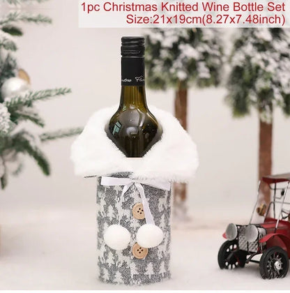 FengRise Christmas Santa Claus Wine Bottle Cover and Snowman Stocking Holders, Xmas Home Décor and New Year Gift , Christmas decorations , Christmas Wine Bottle Cover , stocking holder snowman