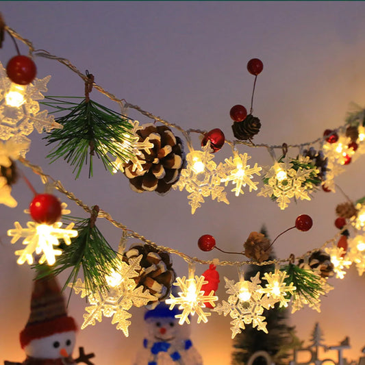 snowflake garland , lighted snowflakes , hanging snowflakes , battery fairy lights
