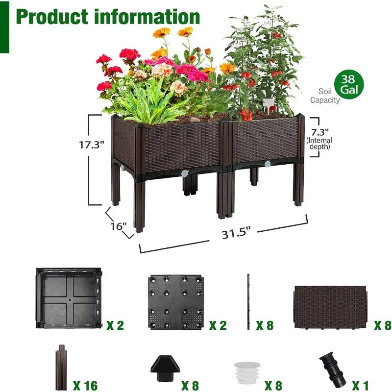 Raised Garden Bed with Legs – Elevated Plastic Planter Boxes for Large Outdoor Plants, Perfect for Patio Gardening , patio planter boxes , raised garden bed