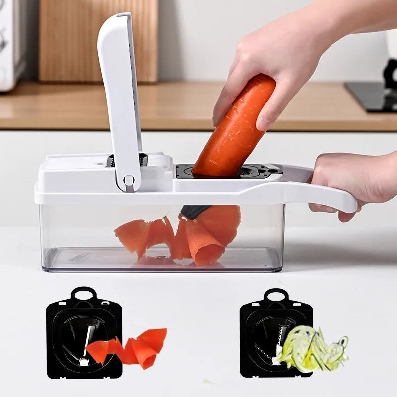 26-piece multifunctional vegetable slicer set, including a household planer, kitchen cutting tools, onion slicer, and dicer.