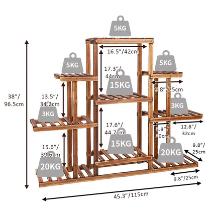 9-Tier large wood plant stand – wooden plant stand Holder for Indoor and Outdoor Use - plant holder - Home Decor